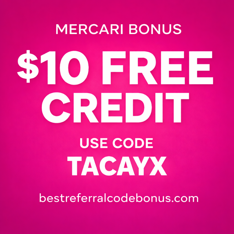 Mercari bonus $10 free credit use code TACAYX referral