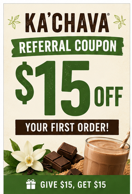 Ka'Chava first order discount February March 2027 $15 off