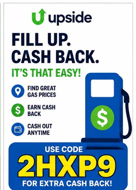 Upside gas cashback code February March 2027 2HXP9